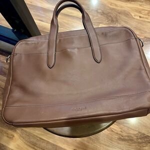 Coach Tan Leather Men's Briefcase Workbag laptop bag